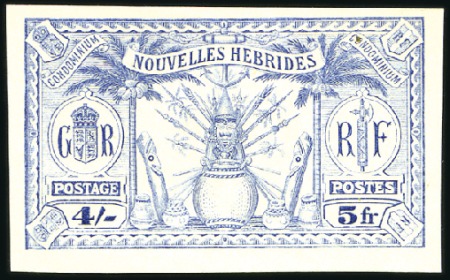 Stamp of New Hebrides 1925 French Dual Currency 9 imperf. plate proofs s