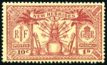 Stamp of New Hebrides 1925 British Dual Currency 1d colour trials on gum