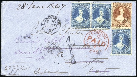 Stamp of New Zealand 1867 (Apr) Envelope from Napier to England with th