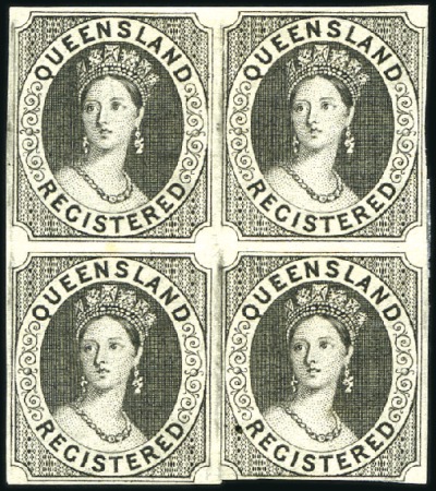 Stamp of Australia » Queensland 1860 ''REGISTERED'' (6d) imperforate plate proof i
