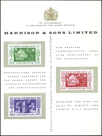 Stamp of New Hebrides 1956 50th Anniversary of the Condominium 5c, 10c a
