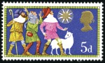 Stamp of Great Britain » Queen Elizabeth II 1969 Christmas 5d mint nh showing LIGHT BLUE OMITT