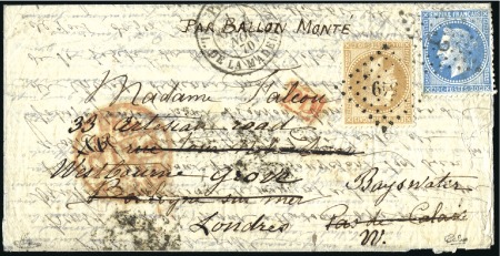 Stamp of France » Guerre de 1870-1871 Rare utilisation du PC du GC sur Ballon Monté 
LE