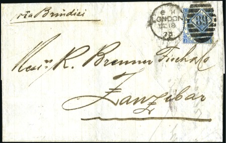 Stamp of Zanzibar » Pre-Post Office Period (Pre-1875) 1873 (Dec 18) Incoming wrapper from London sent to