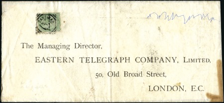 Stamp of Zanzibar » The Indian Post Office (1875-1895) 1890 (Aug 5) Envelope sent to the Managing Directo