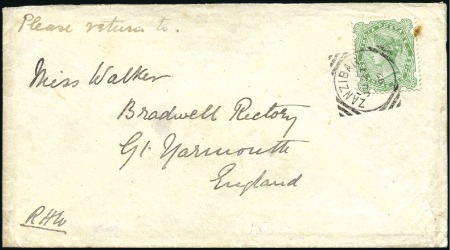 Stamp of Zanzibar » The Indian Post Office (1875-1895) 1890 (Sep 16) & 1892 (Jun 27), Two envelopes from 