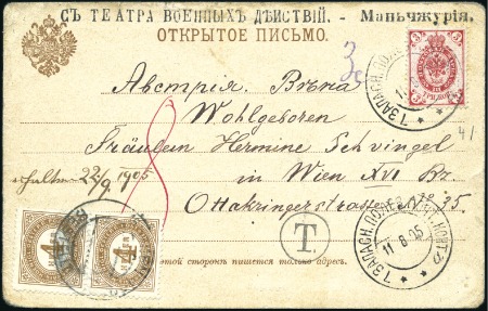 Stamp of Russia » Russo-Japanese War 1905 Postal stationery card to Vienna with printed