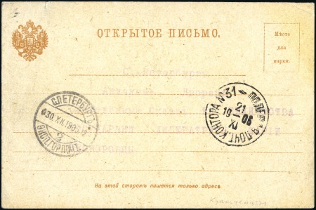 Stamp of Russia » Russo-Japanese War 1905 Stampless card from private soldier giving th