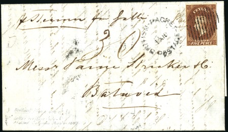 Stamp of Ceylon 1857 (6.7) Folded entire from Colombo to Batavia, 