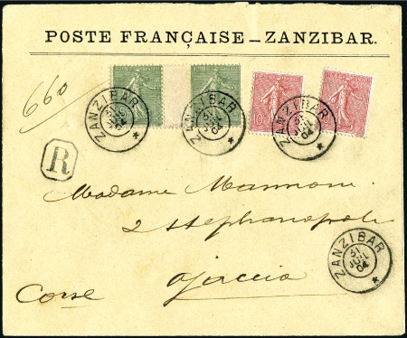 Stamp of Zanzibar » The French Post Office (1889-1904) 1904 (Jul 31) "Poste Française - Zanzibar" envelop