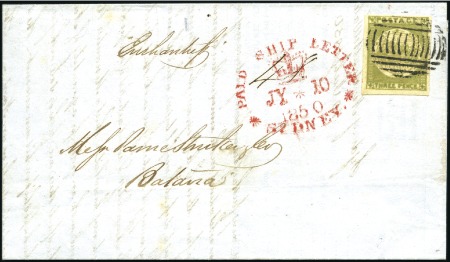 Stamp of Australia » New South Wales 1850 (10.7) Folded entire from Sydney to Batavia,