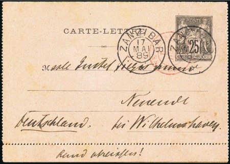 Stamp of Zanzibar » The French Post Office (1889-1904) 1889 (May 17) French 25c lettercard to Germany, ca