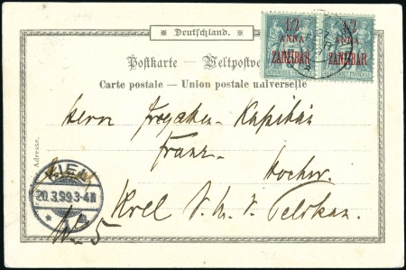 Stamp of Zanzibar » The French Post Office (1889-1904) 1901 (Feb 27) Picture postcard (entitled "Greeting