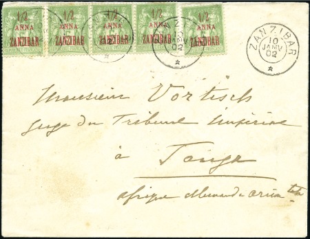 Stamp of Zanzibar » The French Post Office (1889-1904) 1902 (Jan 10) Envelope from the Italian Consulate 