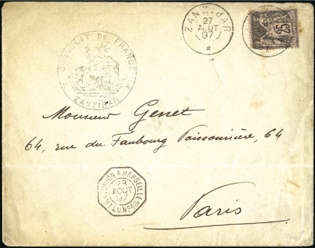 Stamp of Zanzibar » The French Post Office (1889-1904) 1897 (Aug 27) Envelope from the French Consulate t