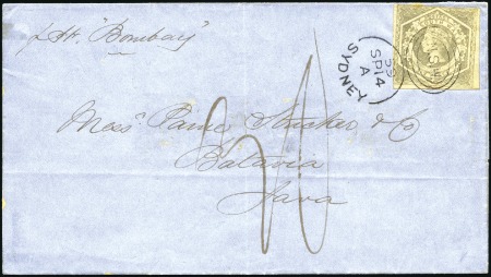 Stamp of Australia » New South Wales 1859 (14.9) Folded cover from Sydney to Batavia, f