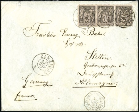Stamp of Zanzibar » The French Post Office (1889-1904) 1890 (Nov 25) Envelope sent triple letter rate to 