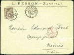 Stamp of Zanzibar » The French Post Office (1889-1904) 1889-96, Trio of covers, 1889 single rate to Germa