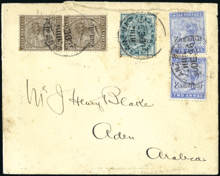 Stamp of Zanzibar » The Zanzibar Post Office (1895-1964) 1896 (Dec 30) Envelope at triple letter rate to Ad