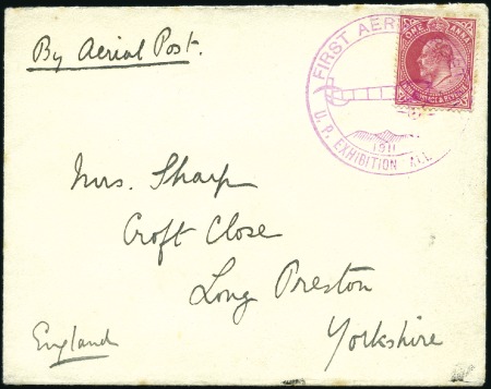 Stamp of India 1911 Allahabad First Aerial Post, envelope with 19