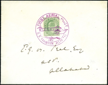 Stamp of India 1911 Allahabad First Aerial Post, envelope with 19