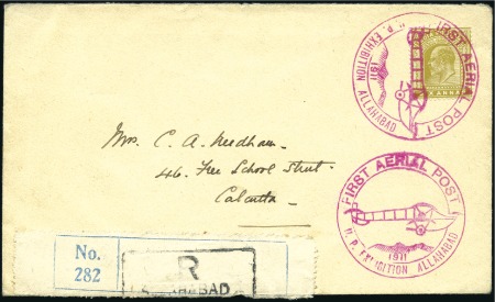Stamp of India 1911 Allahabad First Aerial Post, envelope sent re