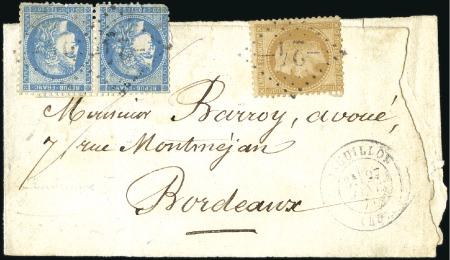 Stamp of France 1871 Paire de 20c Bordeaux avec rarissime dentelur