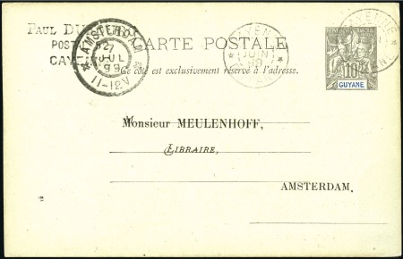 Stamp of Colonies françaises » Guyane française 1899 Entier 10c de Cayenne à Amsterdam, arr., cart
