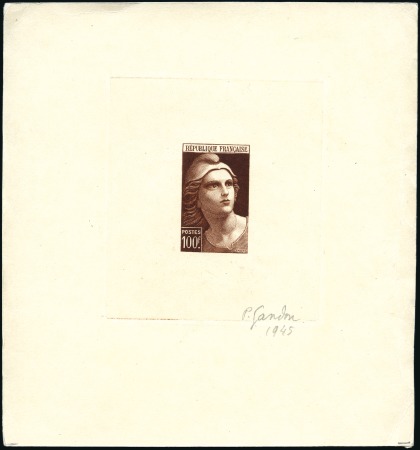 Stamp of France 1945 Marianne de Gandon, 50F et 100F en deux épreu