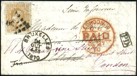 Stamp of France » Guerre de 1870-1871 1870 Agence BROWN ADAM au départ de Paris 09.10.70