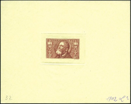 Stamp of France 1936 1F50 Jaurès, six épreuves d'atelier sur diffé