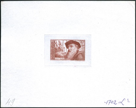 Stamp of France 1937 90c +10c Rodin, six épreuves d'atelier sur di
