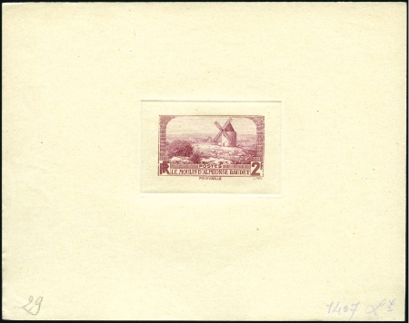 Stamp of France 1936 2F Moulin d'Alphonse Daudet, six épreuves d'a