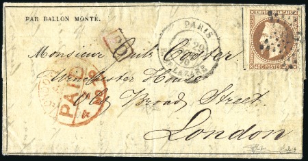 Stamp of France 1870, Ballon Le Fulton n°22 avec Gazette des Absen