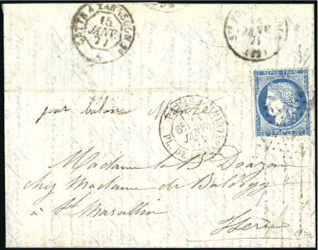 Stamp of France 1871, Ballon Le Général Faidherbe n°59 avec 20c Si