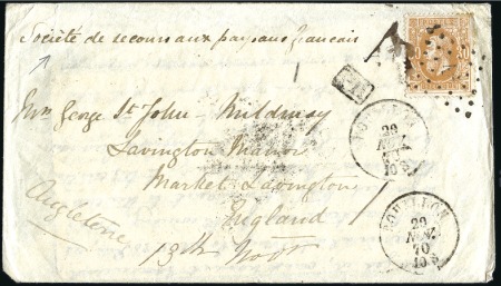 Stamp of Belgium 1870 Cover from Bouillon 20.11.70 to England 22.11