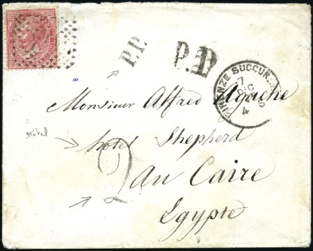 Stamp of Egypt » Italian Post Offices 1871 Cover from Florence (07.12.71) to Cairo (16.1