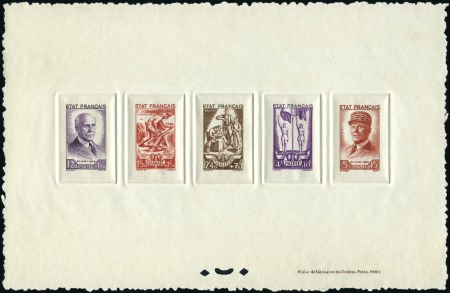 Stamp of France 1940-43, Pétain, épreuves de luxe Yv. 470-73, 505