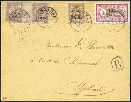 Stamp of Zanzibar » The French Post Office (1889-1904) 1904 (Jul 26) Envelope sent registered to a passen