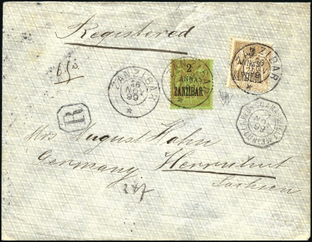 Stamp of Zanzibar » The French Post Office (1889-1904) 1899 (Nov 26) Envelope sent registered single lett