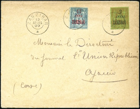 Stamp of Zanzibar » The French Post Office (1889-1904) 1899 (Mar 12) Envelope sent single letter rate to 