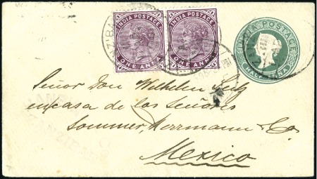 Stamp of Zanzibar » Destination Mail MEXICO: 1895 (Apr 11) India 1/2a postal stationery