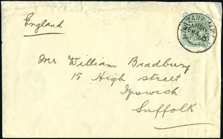 Stamp of Zanzibar » The Zanzibar Post Office (1895-1964) 1896 (Mar 28) Envelope at single letter rate to En