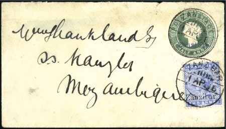 Stamp of Zanzibar » The Zanzibar Post Office (1895-1964) 1896 (Apr 1) Overprinted India 1/2a postal station