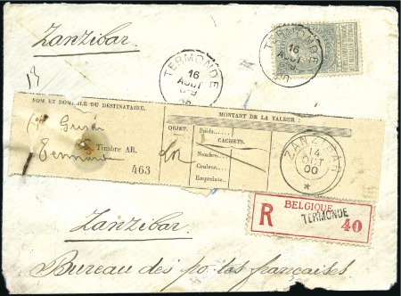 Stamp of Zanzibar » The French Post Office (1889-1904) 1900 (Aug 16) Incoming envelope from Belgium with 