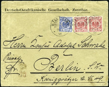 Stamp of Zanzibar » The German Post Office (1890-1891) 1891 (Apr 25) "German East Africa Company, Zanziba