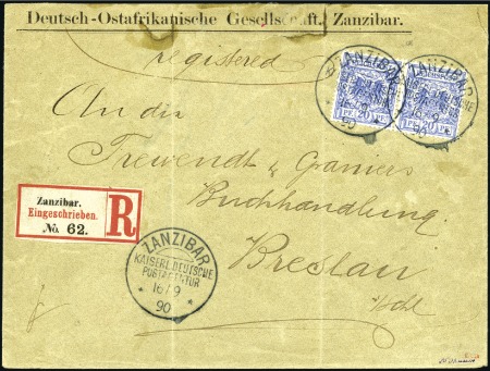 Stamp of Zanzibar » The German Post Office (1890-1891) 1890 (Sep 9) German East Africa Company envelope (