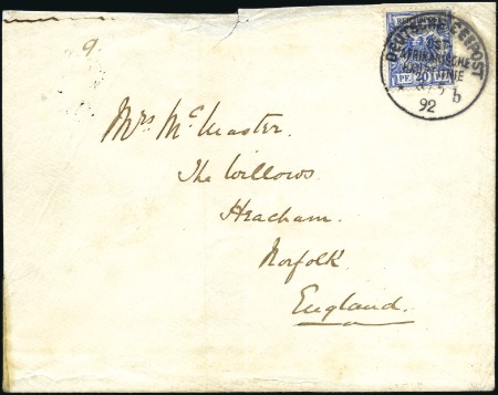 Stamp of Zanzibar » The German Post Office (1890-1891) 1892 (May 3) Envelope posted on board SS "Admiral"