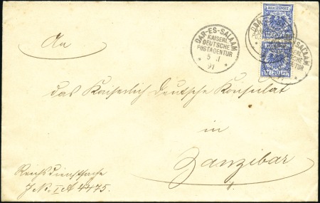 Stamp of Zanzibar » The German Post Office (1890-1891) 1891 (Nov 5) Incoming envelope to the German Consu