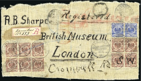 Stamp of Zanzibar » The German Post Office (1890-1891) 1891 (June 3) Large burlap sack piece sent to the 